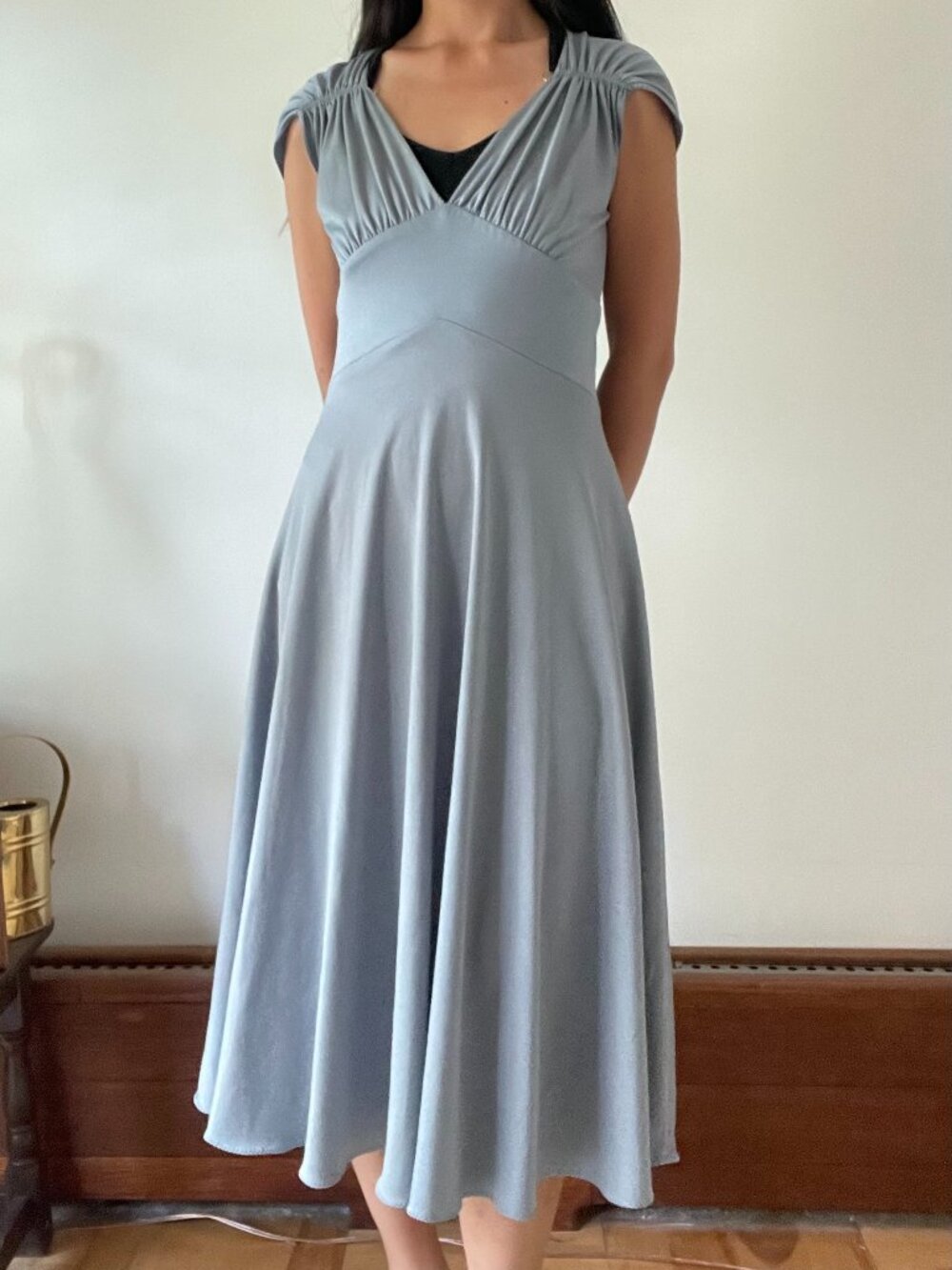 Y2K Vintage Midi Dress Pretty Talk Dusty Blue Princess Prom Fairy